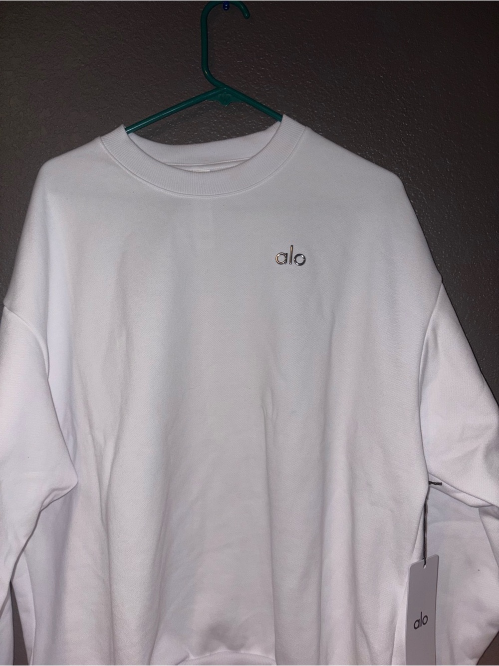 ALO Yoga Men's White Crewneck Sweatshirt with Small Logo